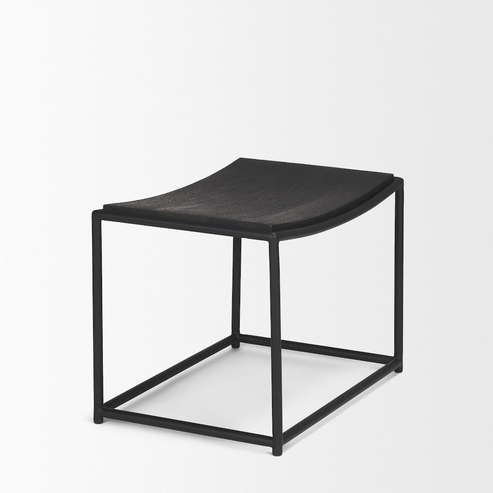 Taniel Textured Black Wood Black Metal Stool. Picture 5