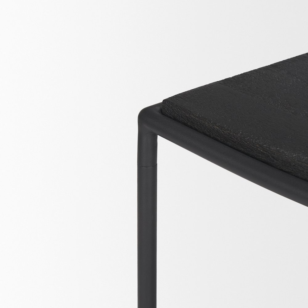 Taniel Textured Black Wood Black Metal Stool. Picture 7