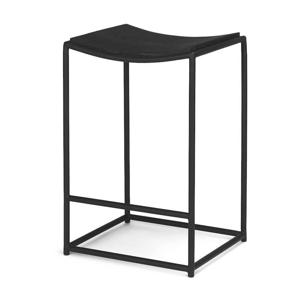 Textured Black Wood Black Metal Counter Stool. Picture 1