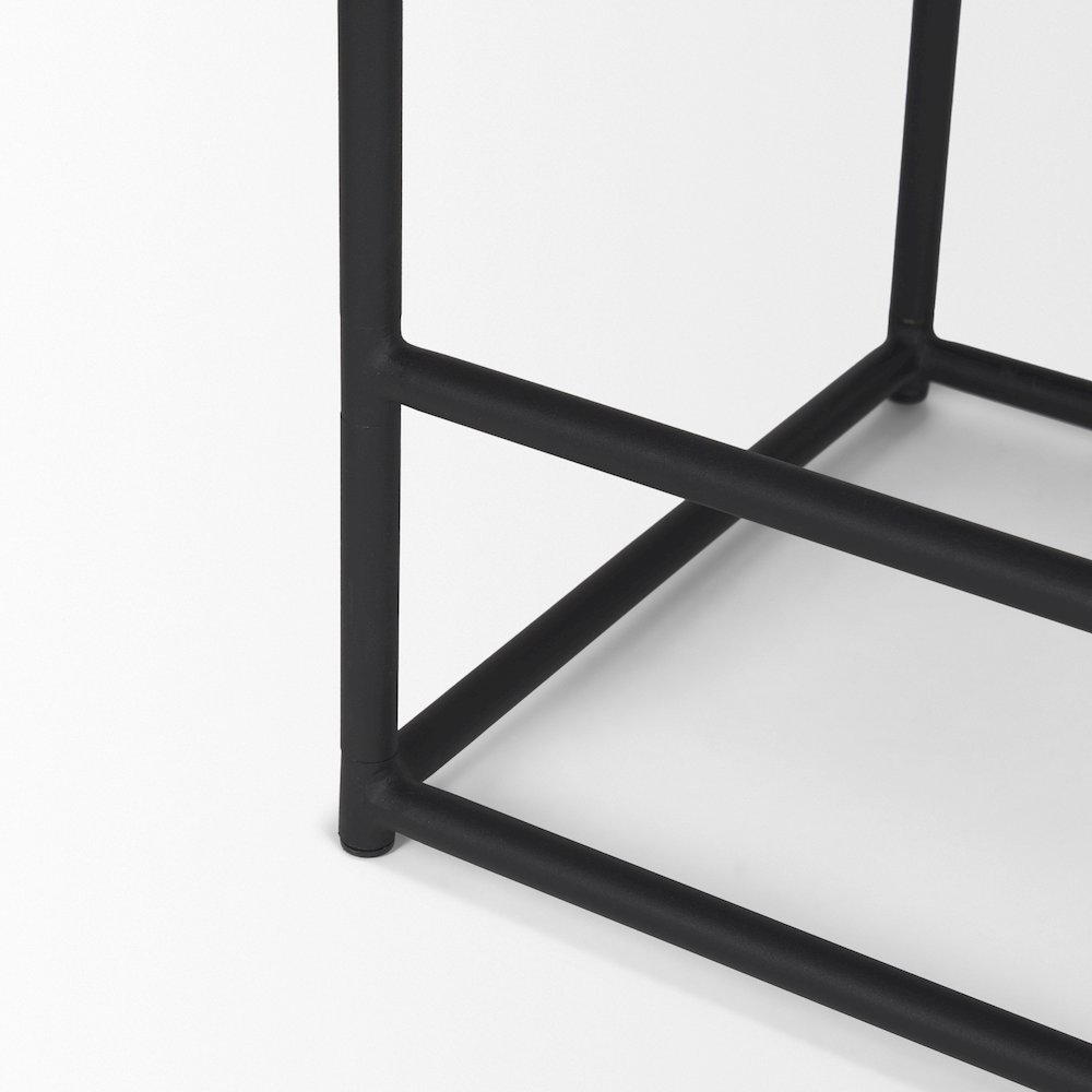 Textured Black Wood Black Metal Counter Stool. Picture 2