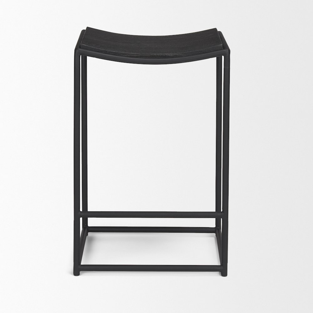 Textured Black Wood Black Metal Counter Stool. Picture 5
