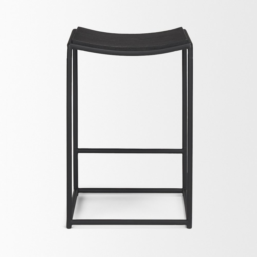 Textured Black Wood Black Metal Counter Stool. Picture 6
