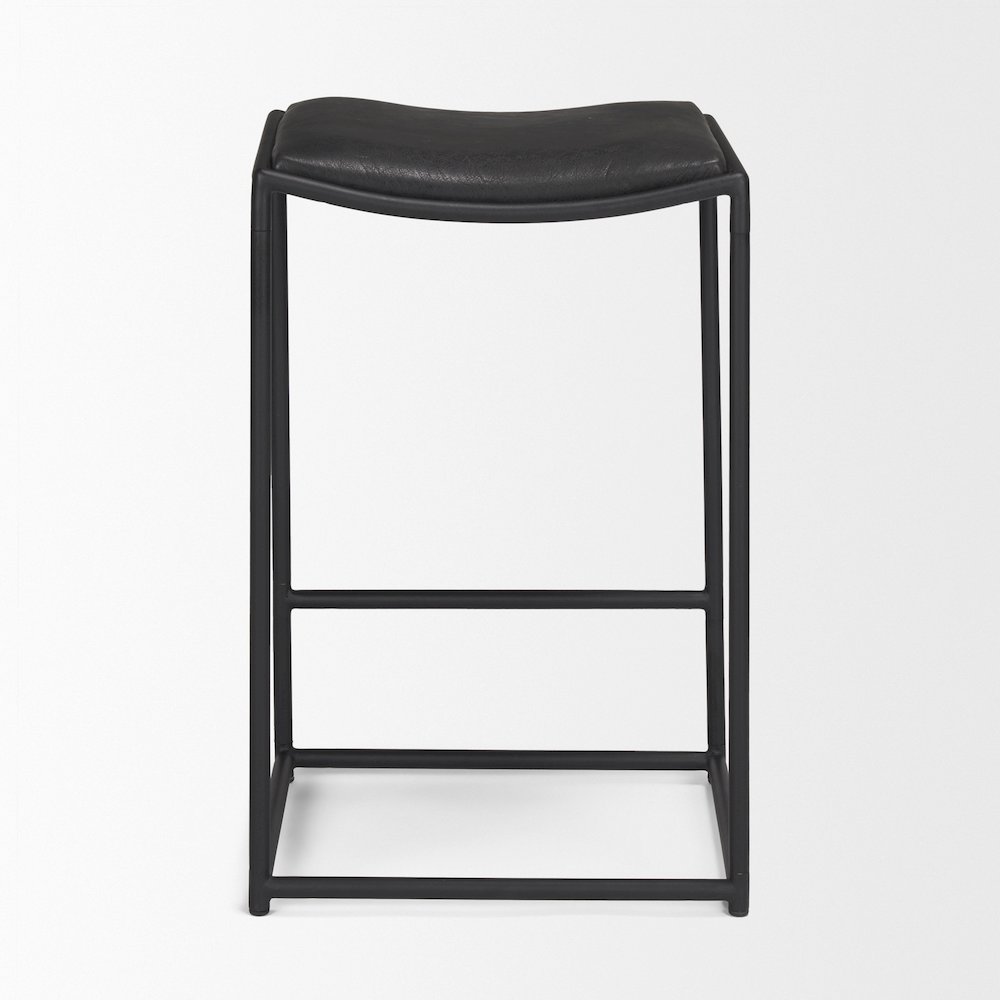 Black Leather Black Metal Counter Stool. Picture 6