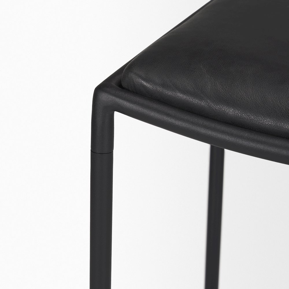 Black Leather Black Metal Counter Stool. Picture 9