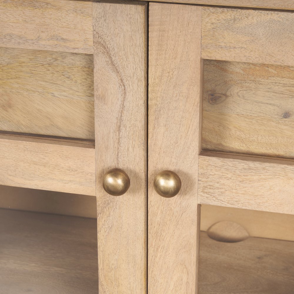 SurLight Brown Wood Glass Doors Sideboard. Picture 3