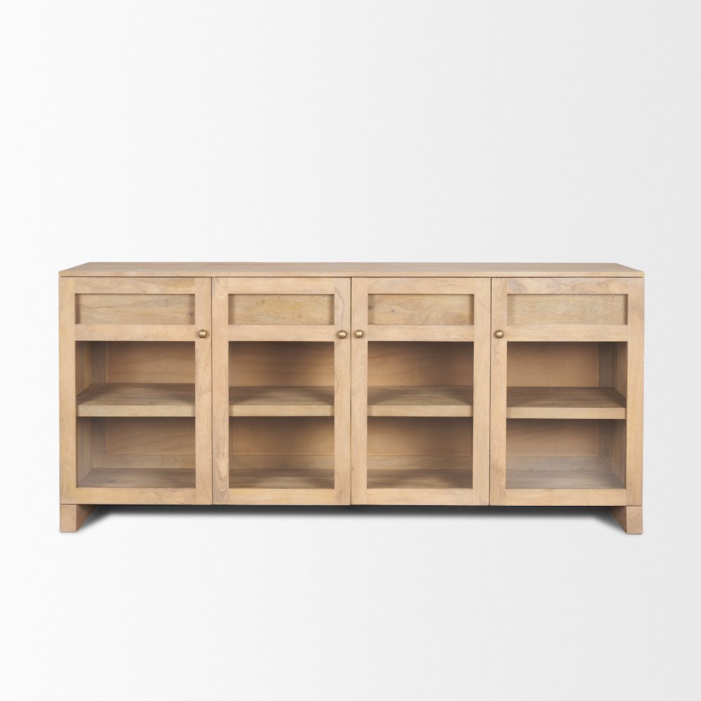 SurLight Brown Wood Glass Doors Sideboard. Picture 10