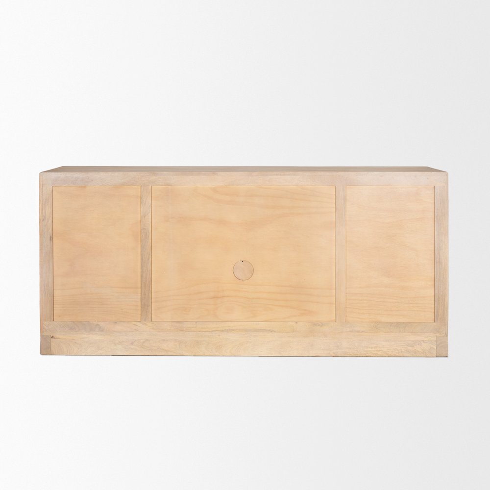 SurLight Brown Wood Glass Doors Sideboard. Picture 12