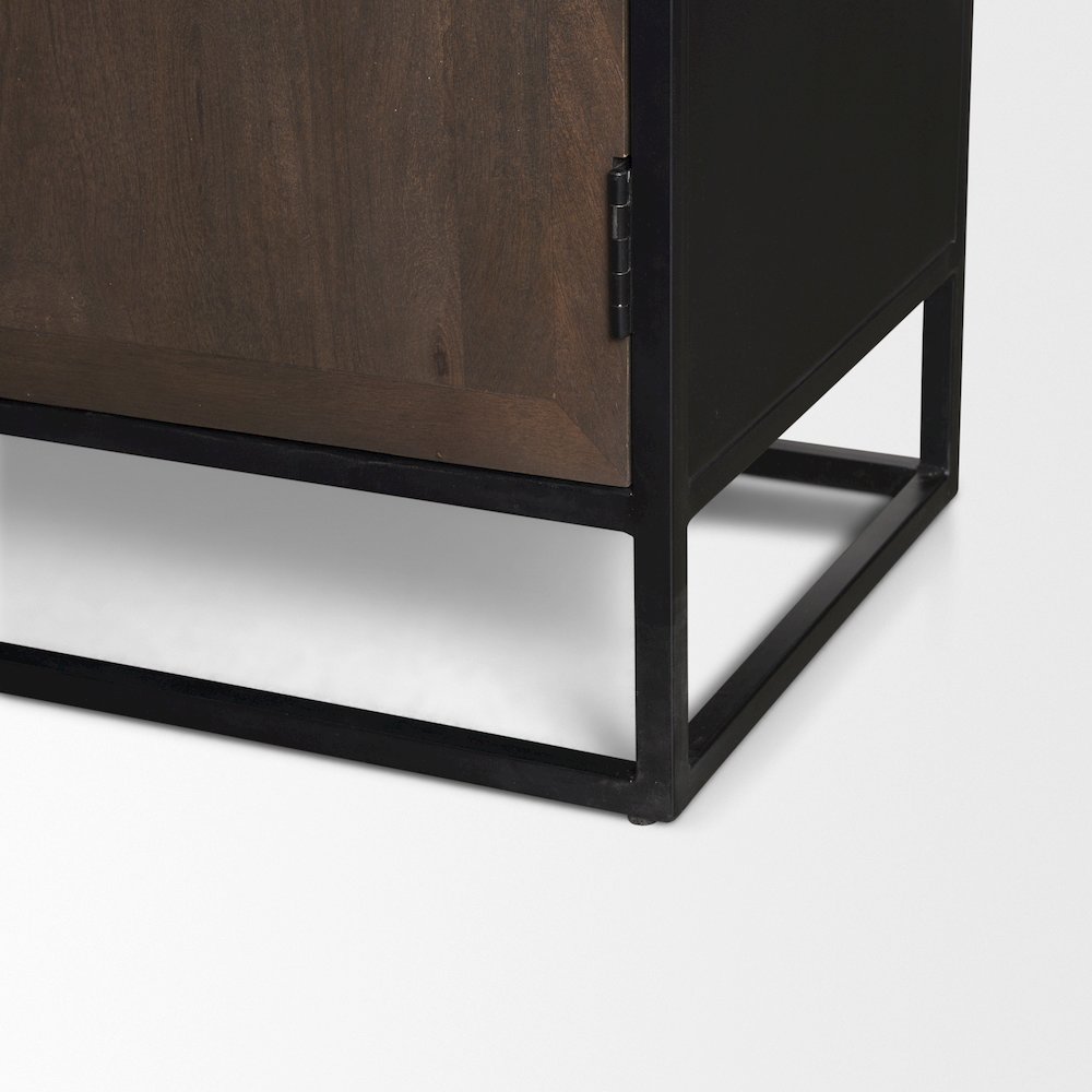 80.5H Dark Brown Woodblack Metal Arched Curio Cabinet. Picture 6
