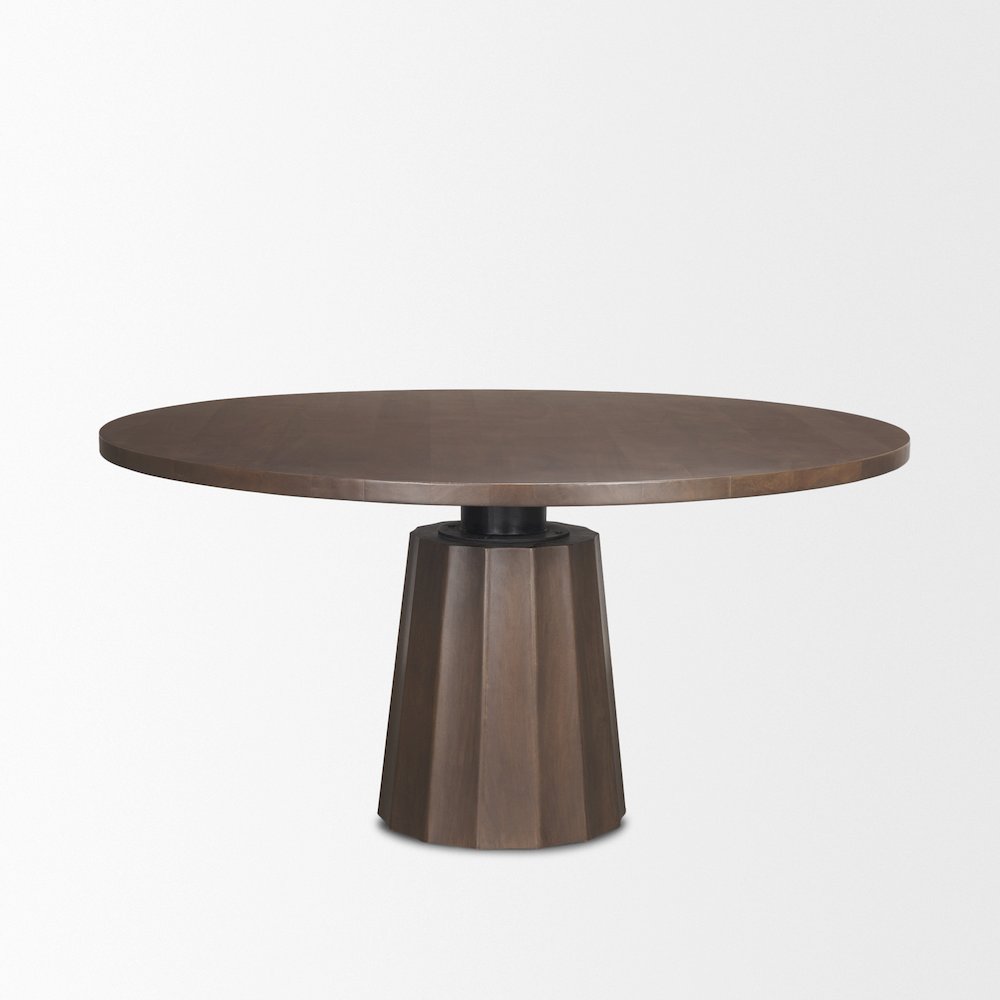 Swanson 60" Dark Brown Wood Round Pedestal Dining Table. Picture 7