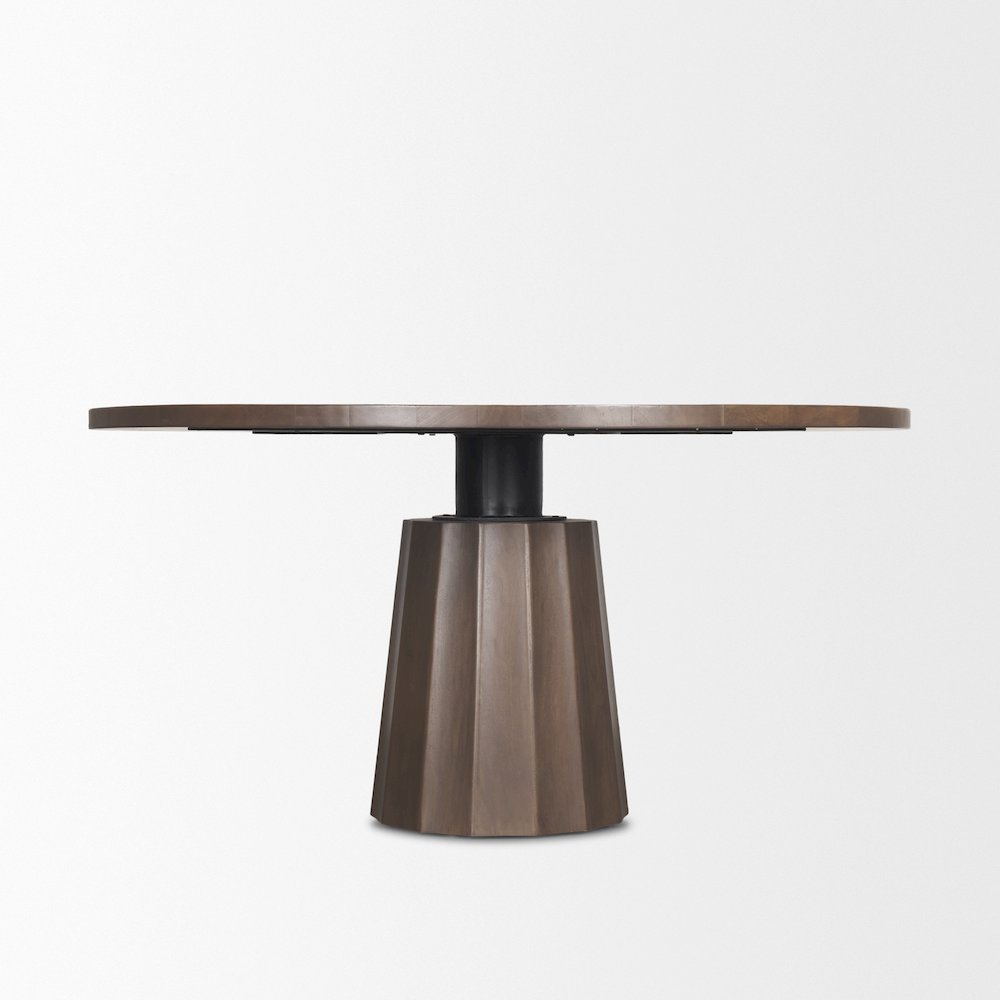 Swanson 60" Dark Brown Wood Round Pedestal Dining Table. Picture 8