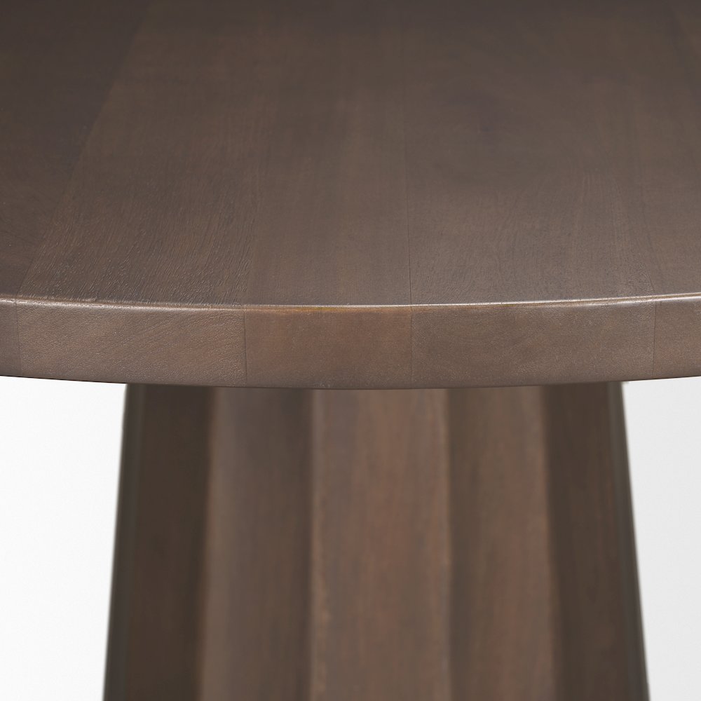 Swanson 60" Dark Brown Wood Round Pedestal Dining Table. Picture 10