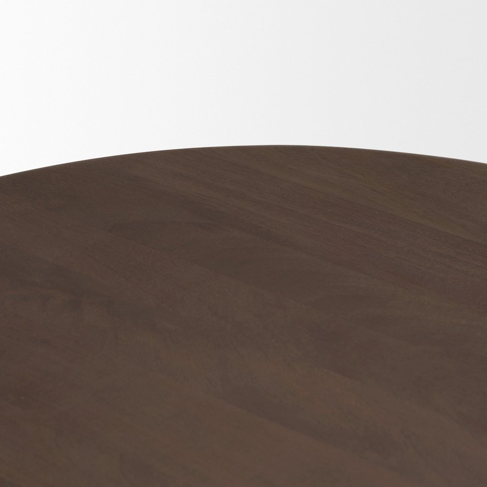 Oval Dark Brown Wood Arched Legs Coffee Table. Picture 8