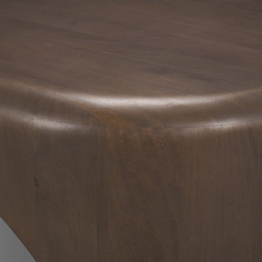 Oval Dark Brown Wood Arched Legs Coffee Table. Picture 9
