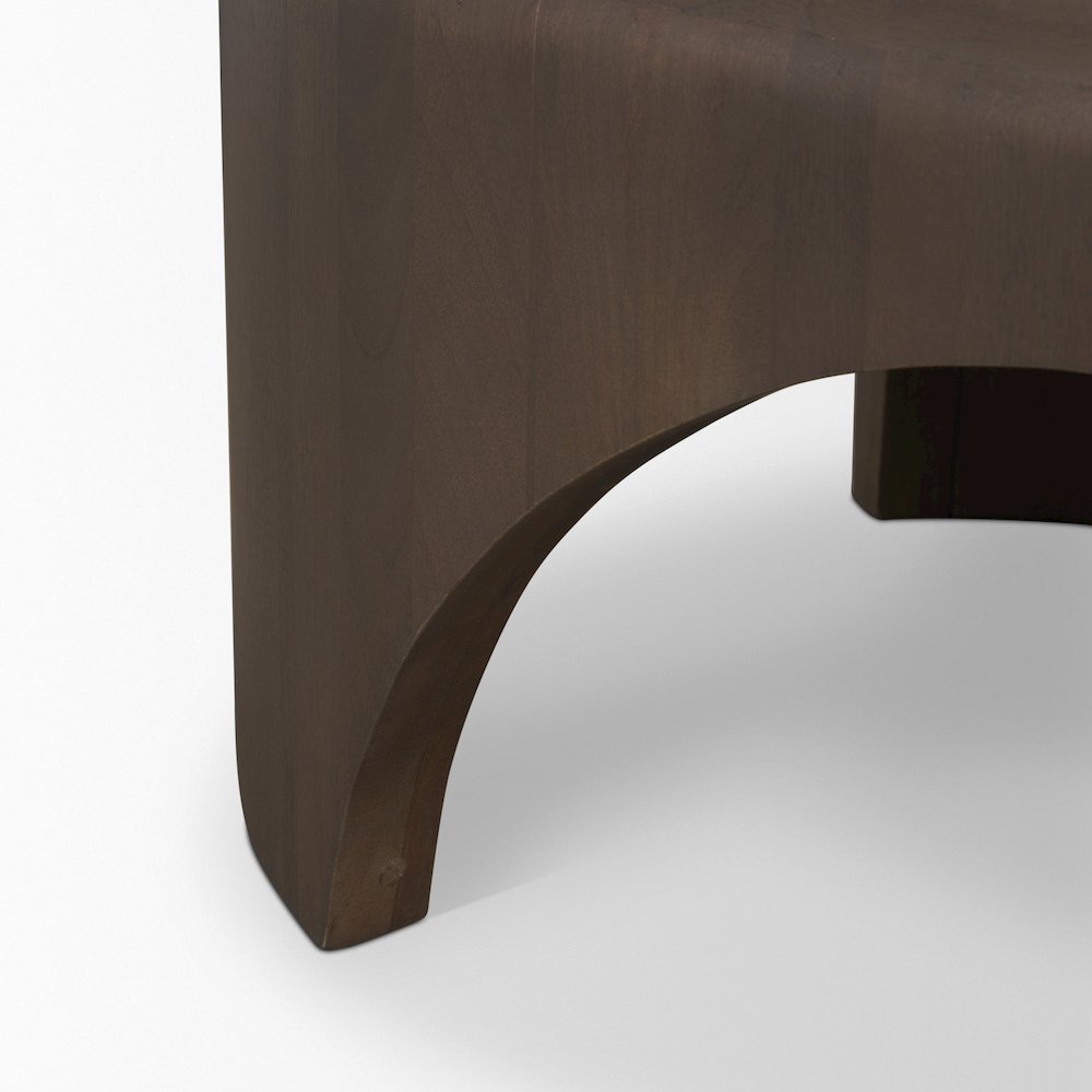 Oval Dark Brown Wood Arched Legs Coffee Table. Picture 10