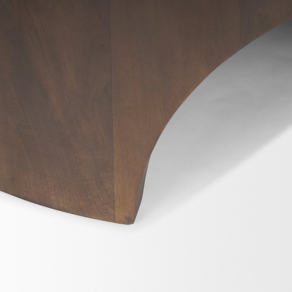 Round Dark Brown Woodarched Legs Coffee Table. Picture 2