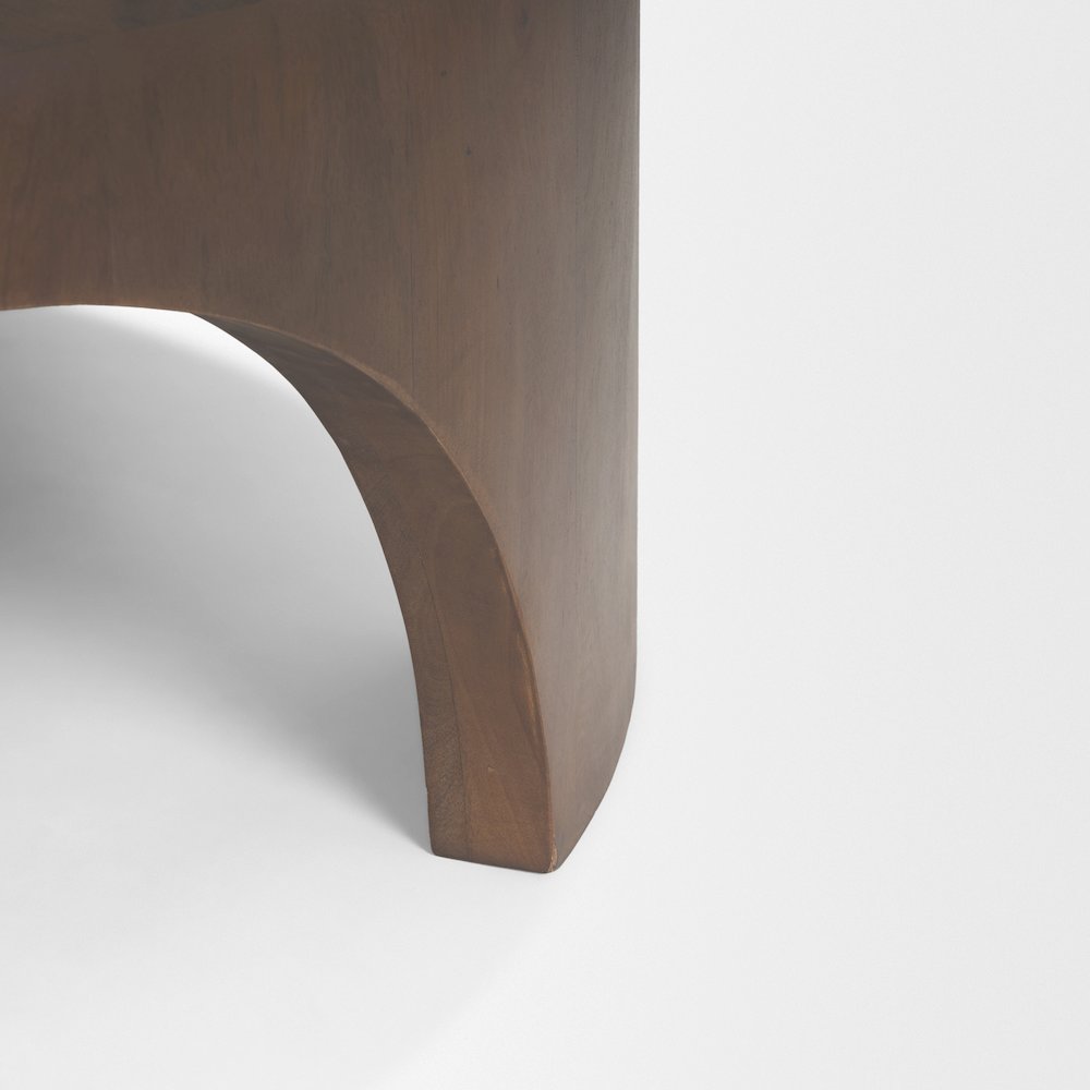 Round Dark Brown Woodarched Legs Coffee Table. Picture 3