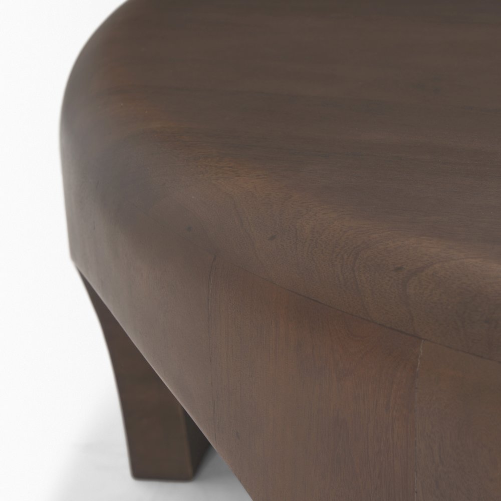Round Dark Brown Woodarched Legs Coffee Table. Picture 11