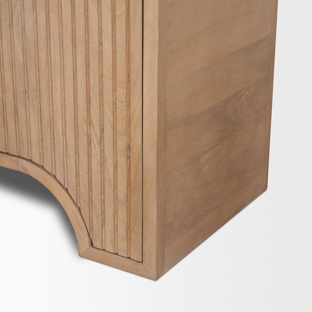 Reverse Fluted Light Brown Wood Curio Cabinet. Picture 4