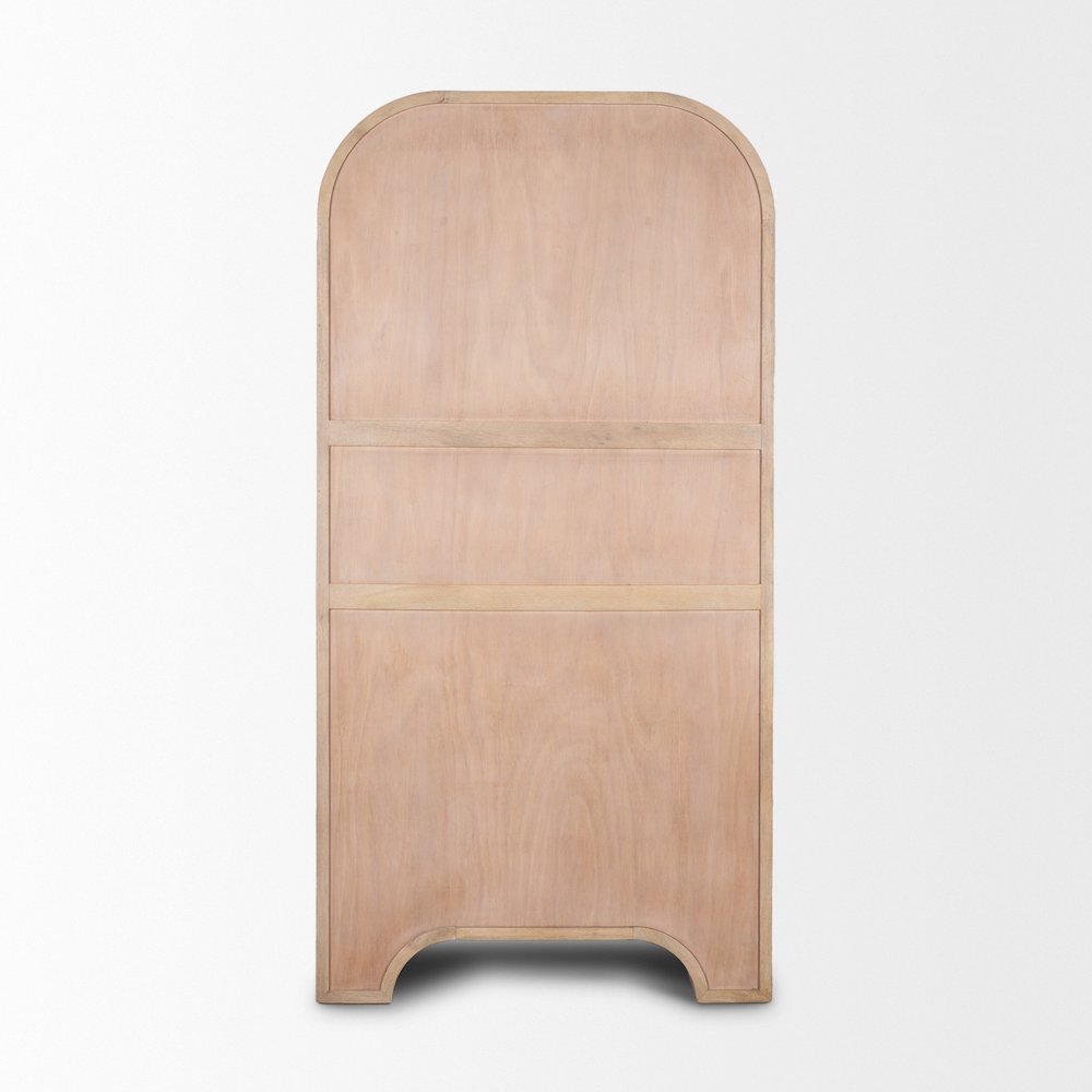 Reverse Fluted Light Brown Wood Curio Cabinet. Picture 9