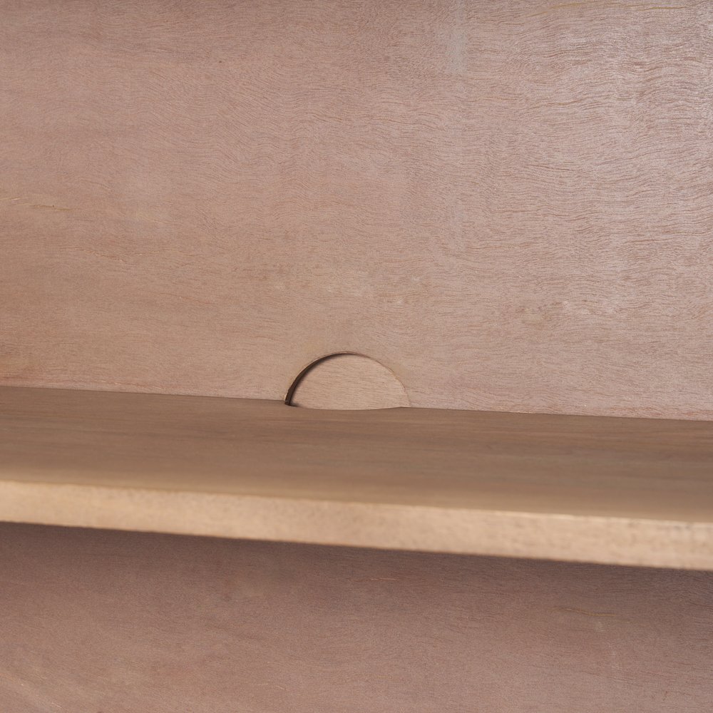 Reverse Fluted Light Brown Wood Accent Cabinet. Picture 3