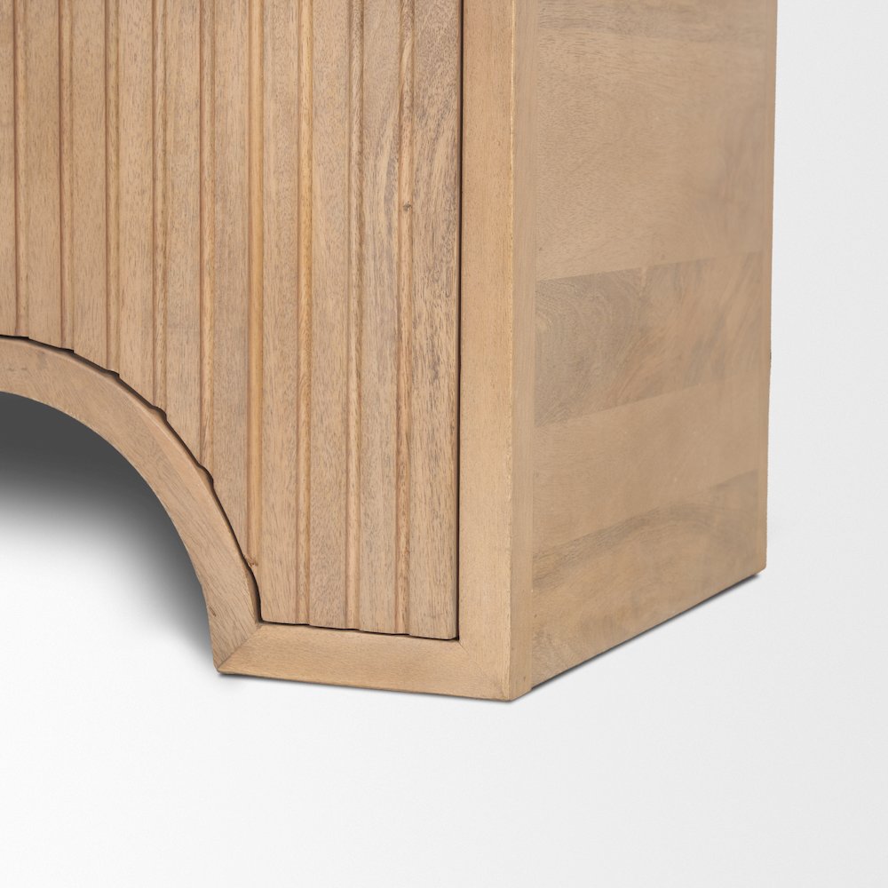 Reverse Fluted Light Brown Wood Accent Cabinet. Picture 4