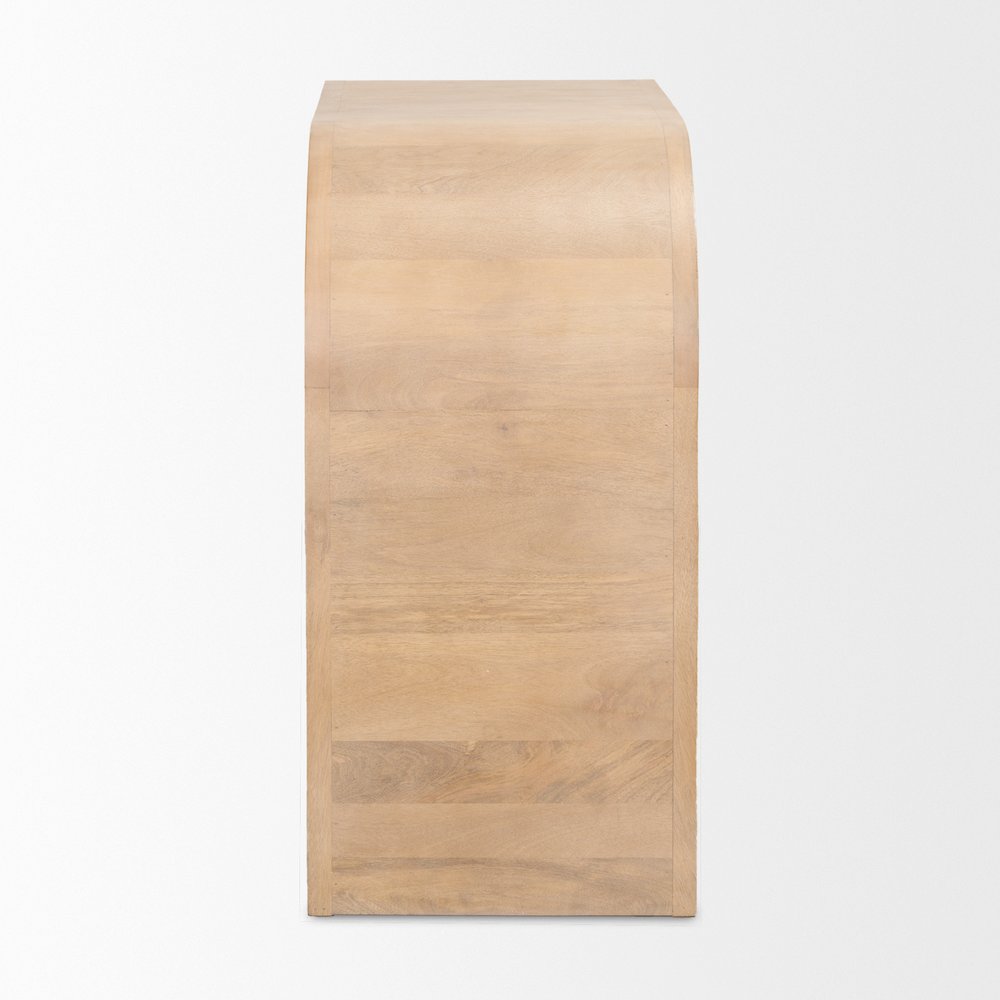 Reverse Fluted Light Brown Wood Accent Cabinet. Picture 8