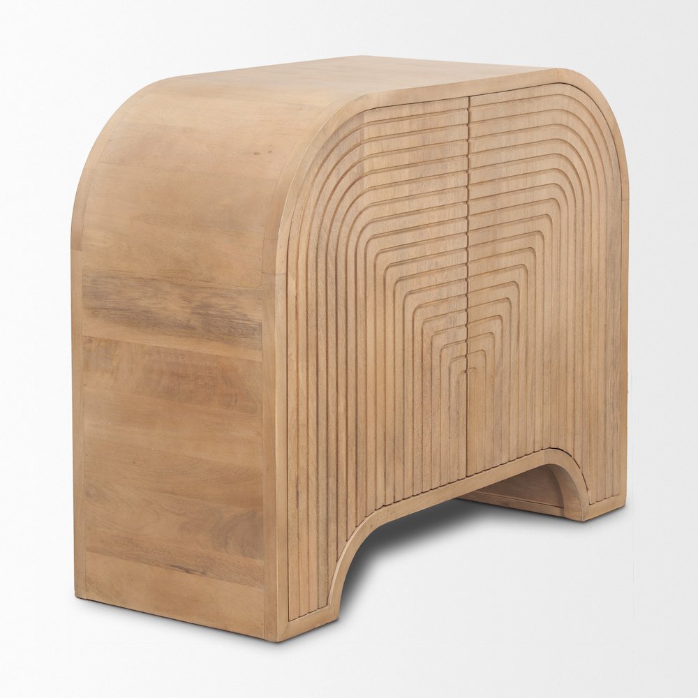Reverse Fluted Light Brown Wood Accent Cabinet. Picture 10