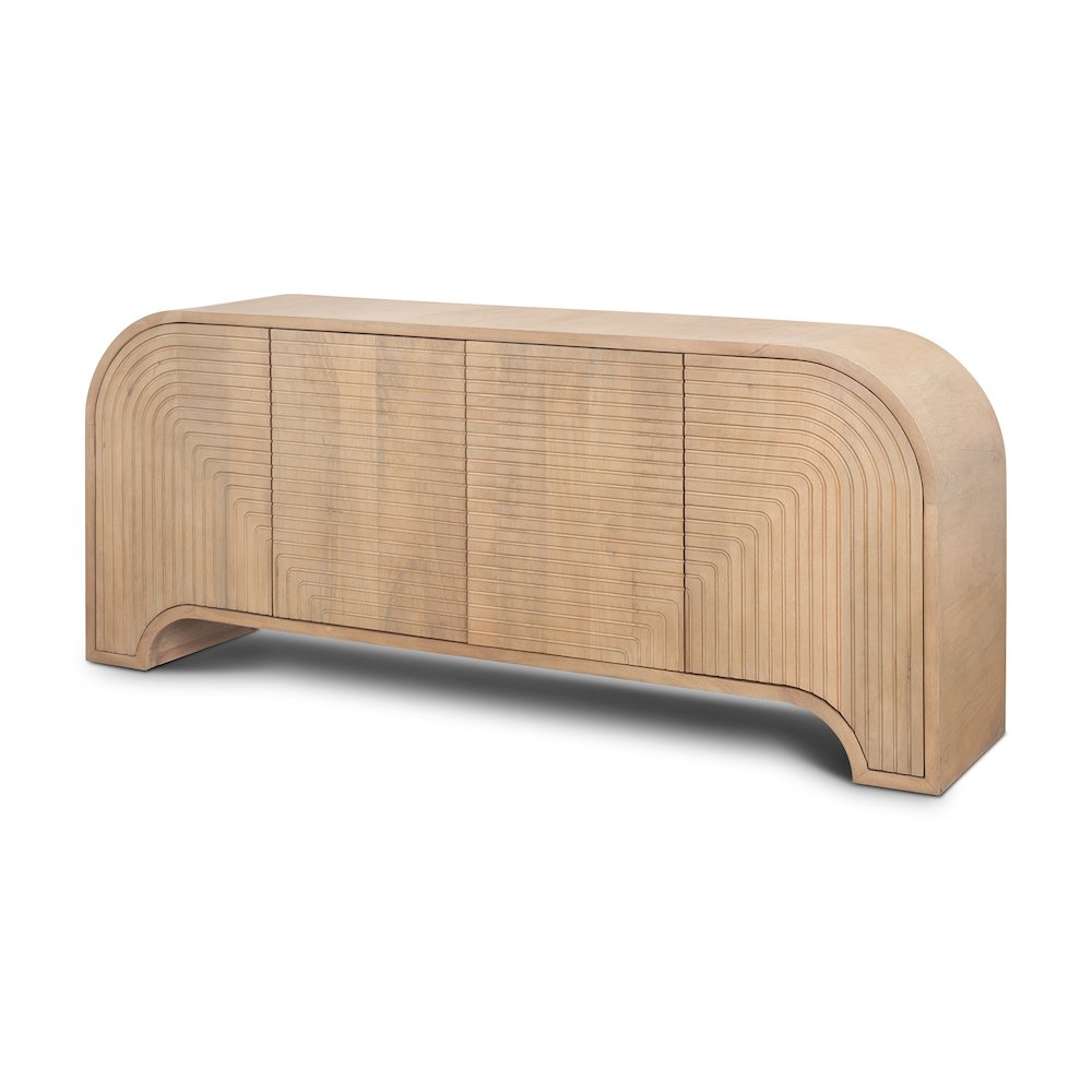 Sorina Reverse Fluted Light Brown Wood Sideboard. Picture 1