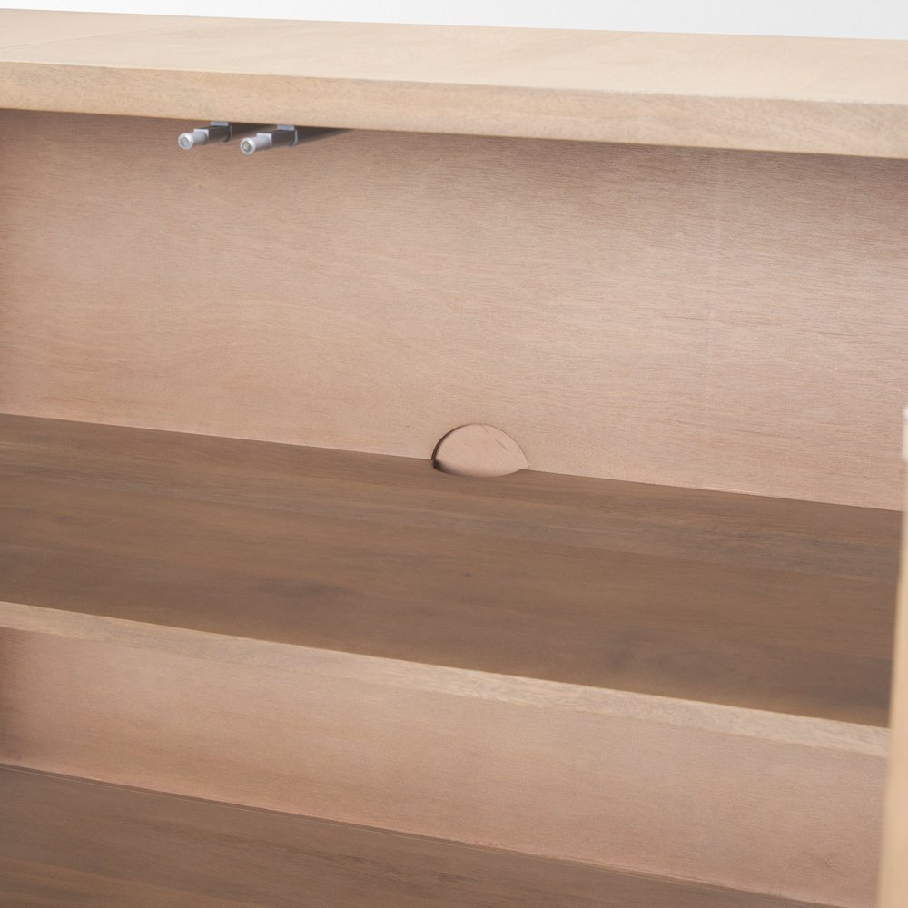 Sorina Reverse Fluted Light Brown Wood Sideboard. Picture 3