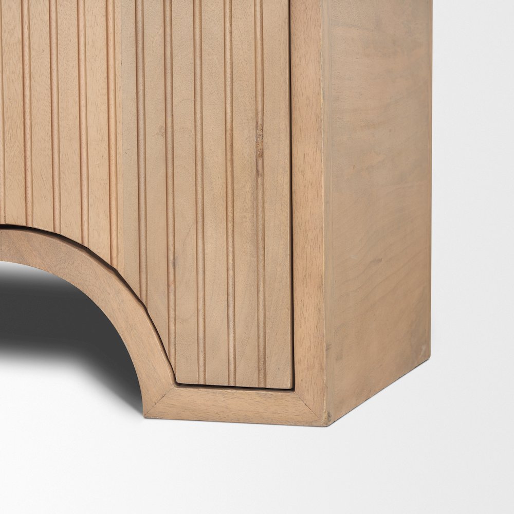 Sorina Reverse Fluted Light Brown Wood Sideboard. Picture 4