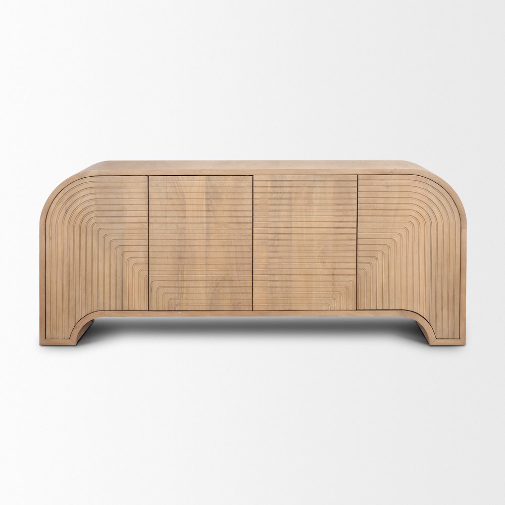 Sorina Reverse Fluted Light Brown Wood Sideboard. Picture 7