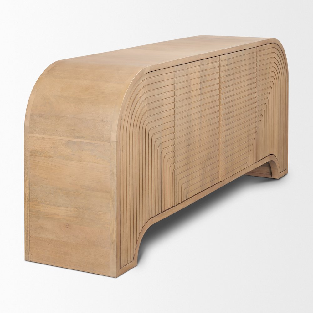 Sorina Reverse Fluted Light Brown Wood Sideboard. Picture 10