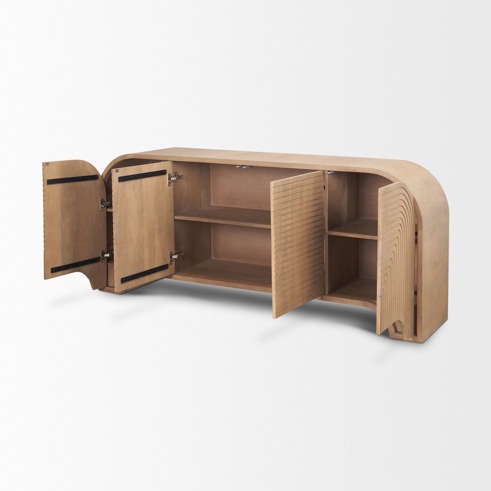 Sorina Reverse Fluted Light Brown Wood Sideboard. Picture 11