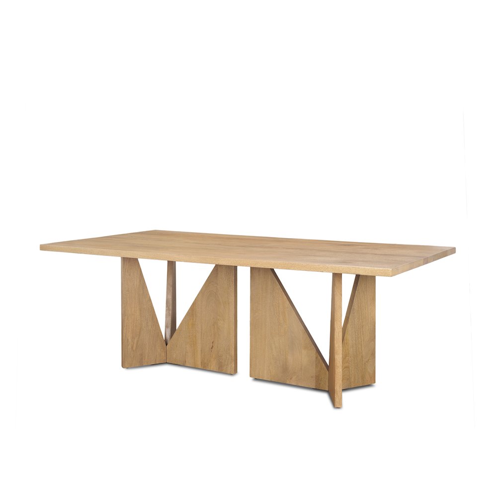 Tarro 84" Rectangular Light Brown Wood Geometrical Base Dining Table. Picture 1