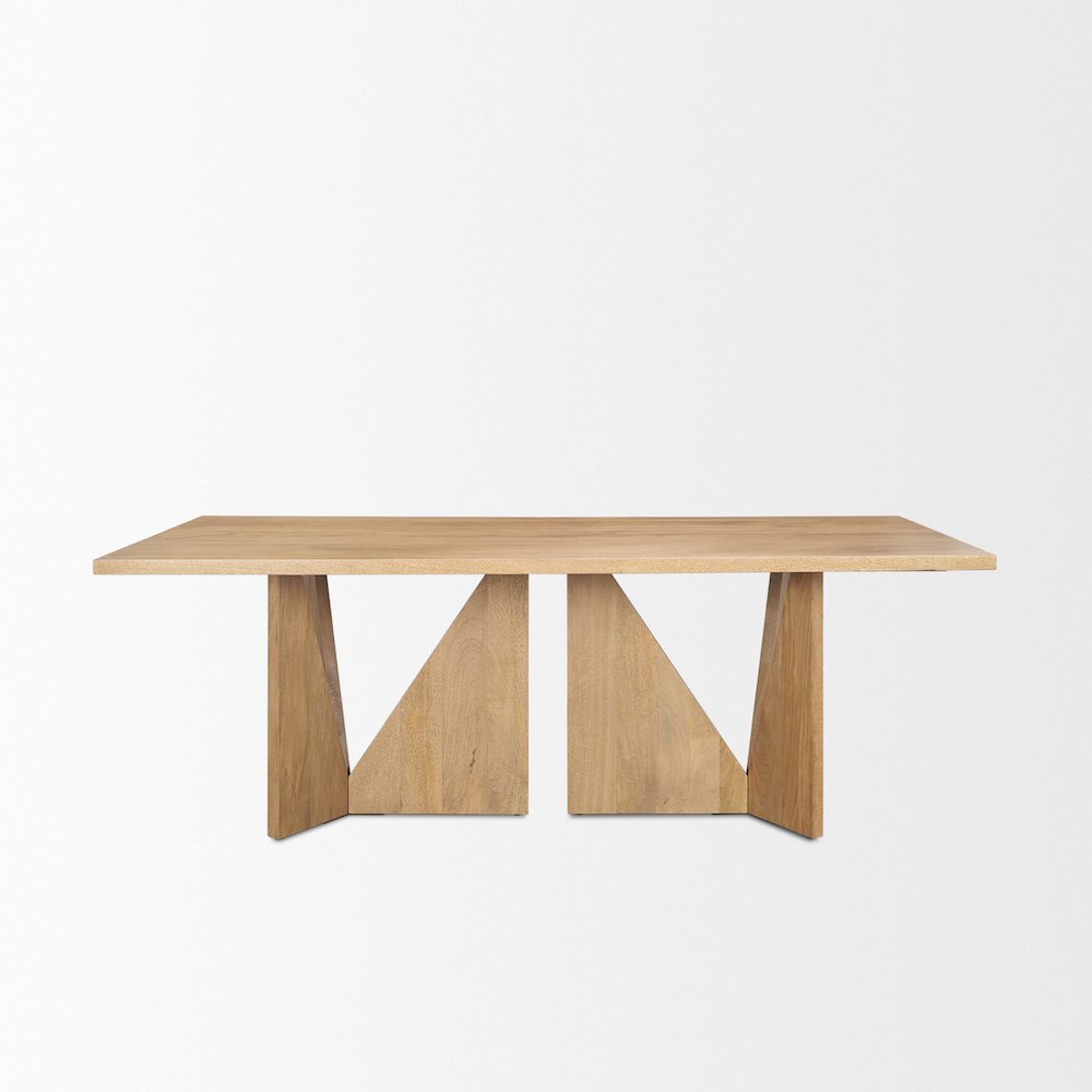 Tarro 84" Rectangular Light Brown Wood Geometrical Base Dining Table. Picture 4