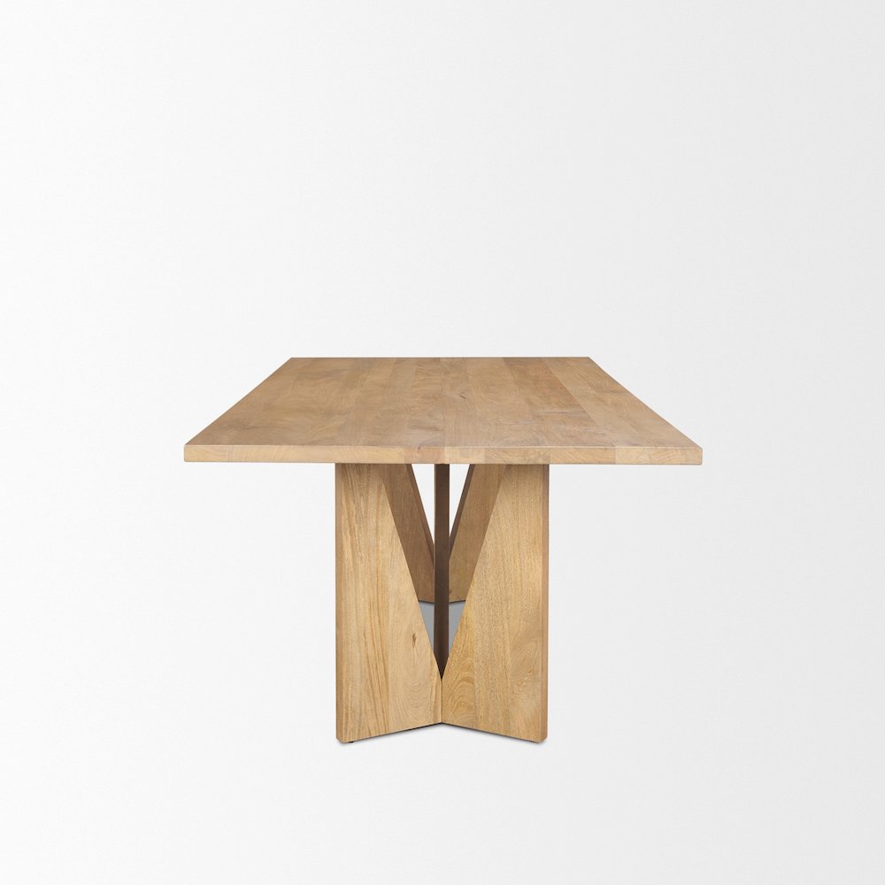 Tarro 84" Rectangular Light Brown Wood Geometrical Base Dining Table. Picture 5