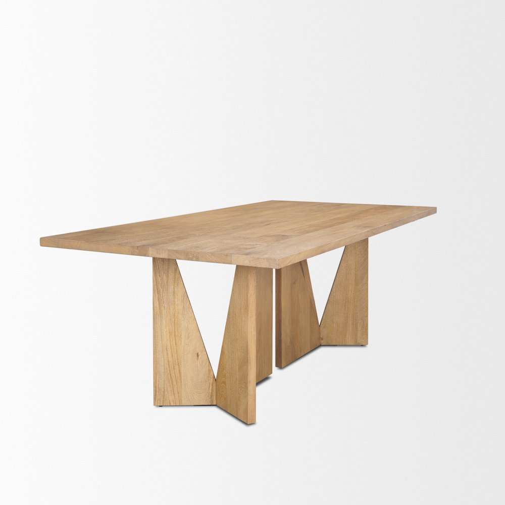 Tarro 84" Rectangular Light Brown Wood Geometrical Base Dining Table. Picture 6