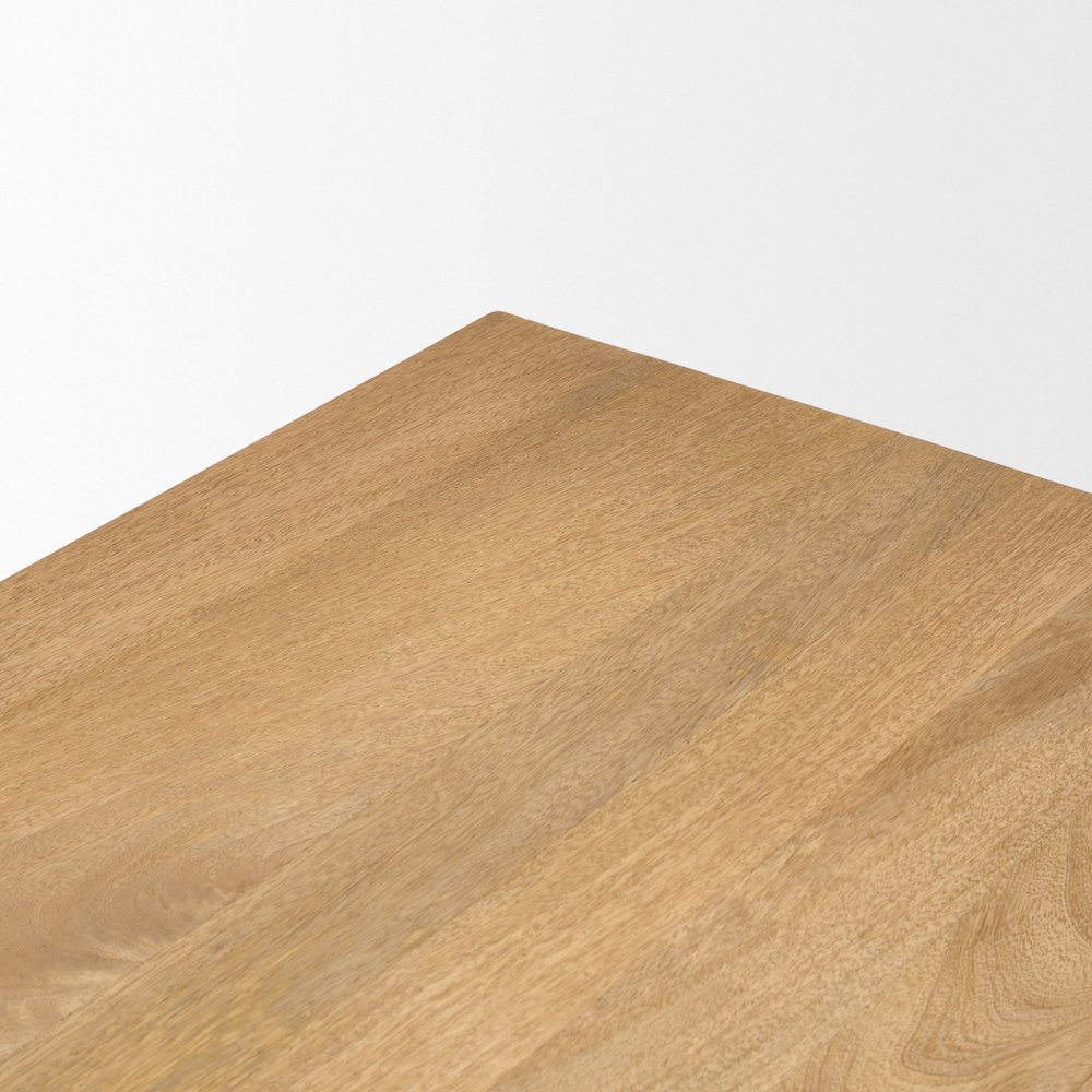 Tarro 84" Rectangular Light Brown Wood Geometrical Base Dining Table. Picture 7