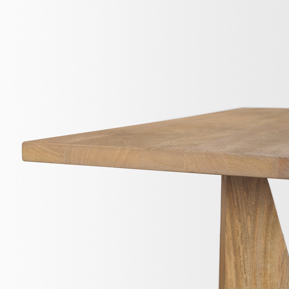 Tarro 84" Rectangular Light Brown Wood Geometrical Base Dining Table. Picture 8