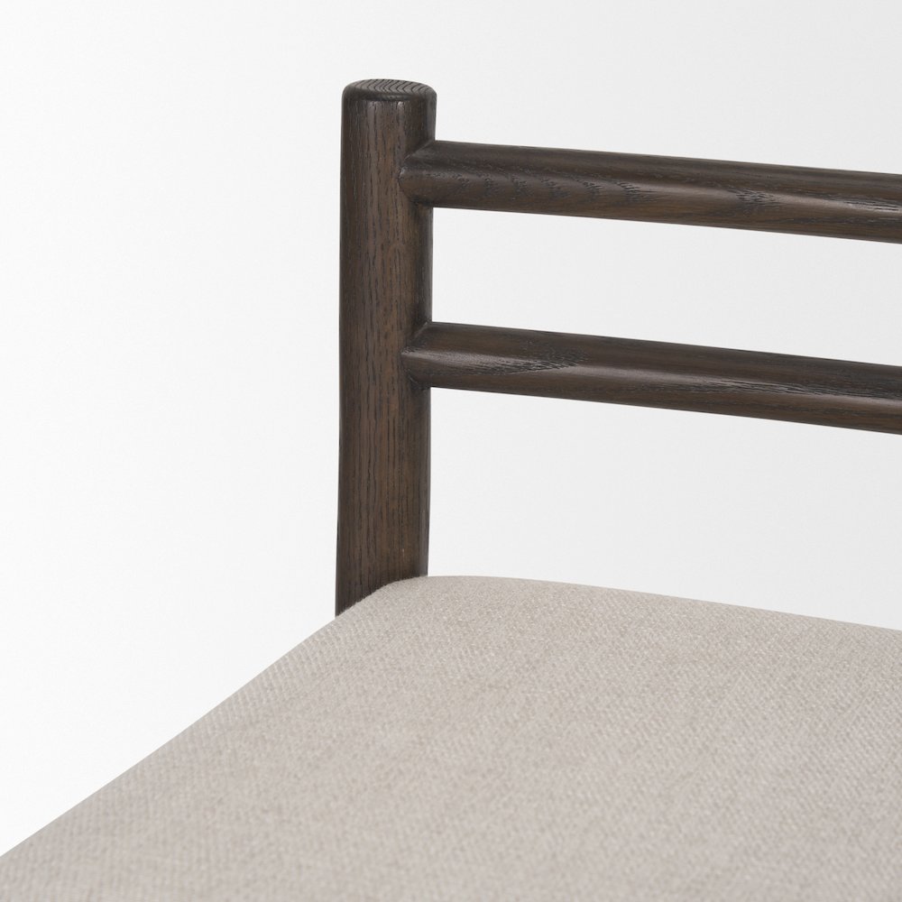 Dark Brown Wood Cream Fabric Counter Stool. Picture 8