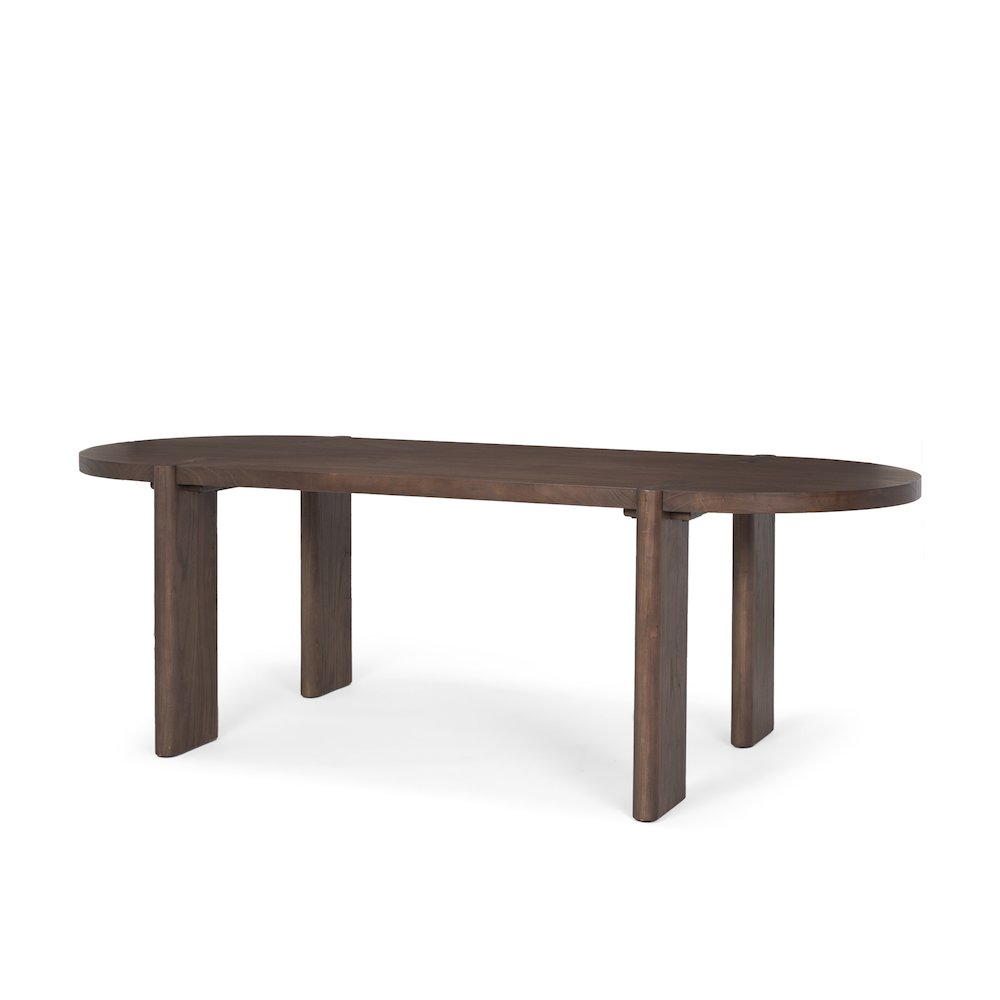 Sohan Dark Elm Wood Oval Dining Table. Picture 1
