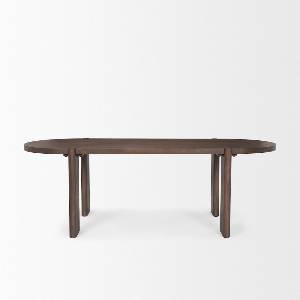 Sohan Dark Elm Wood Oval Dining Table. Picture 5