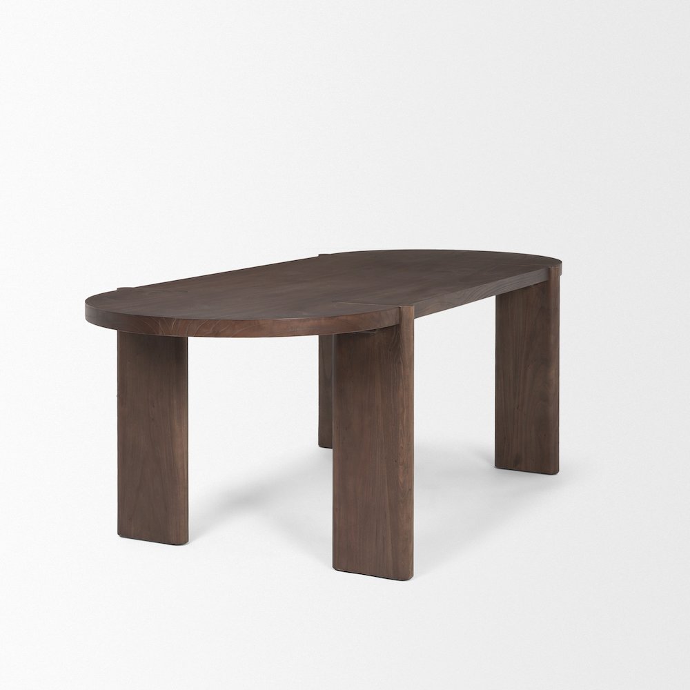 Sohan Dark Elm Wood Oval Dining Table. Picture 7