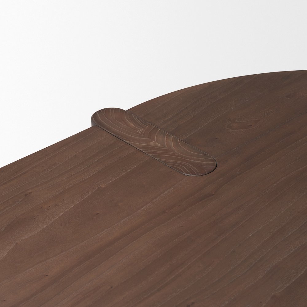 Sohan Dark Elm Wood Oval Dining Table. Picture 8