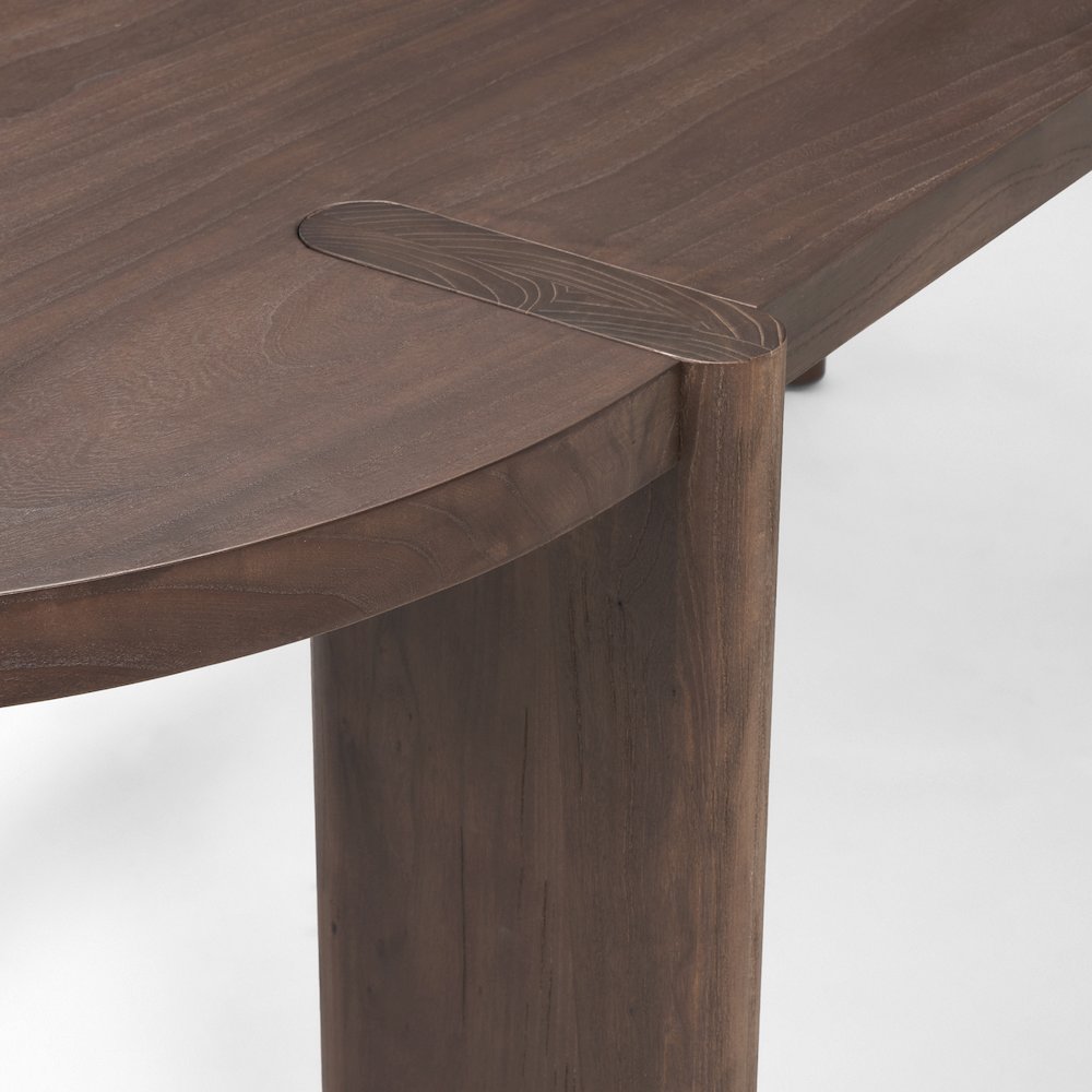 Sohan Dark Elm Wood Oval Dining Table. Picture 9