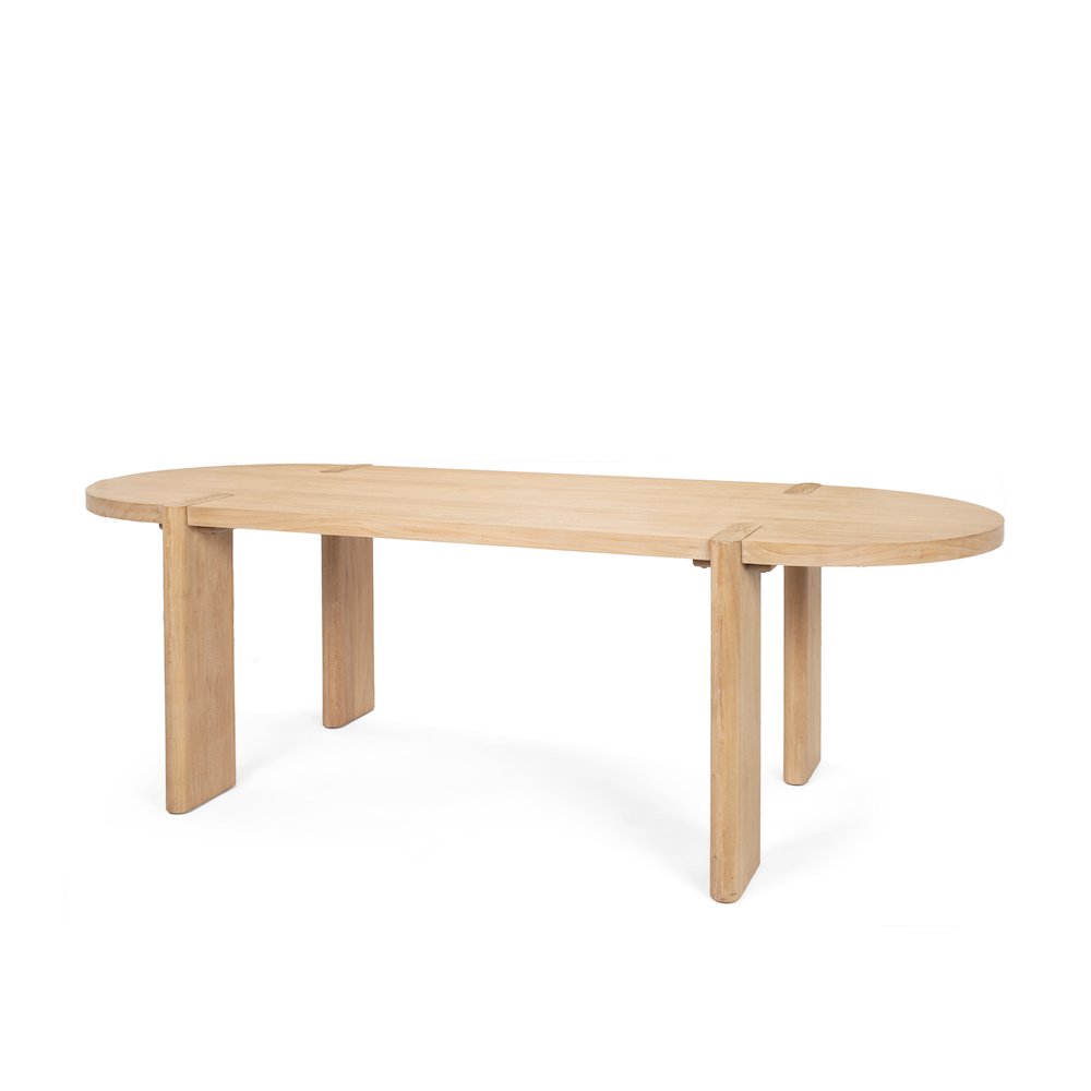 Sohan Light Brown Wood Oval Dining Table. Picture 1
