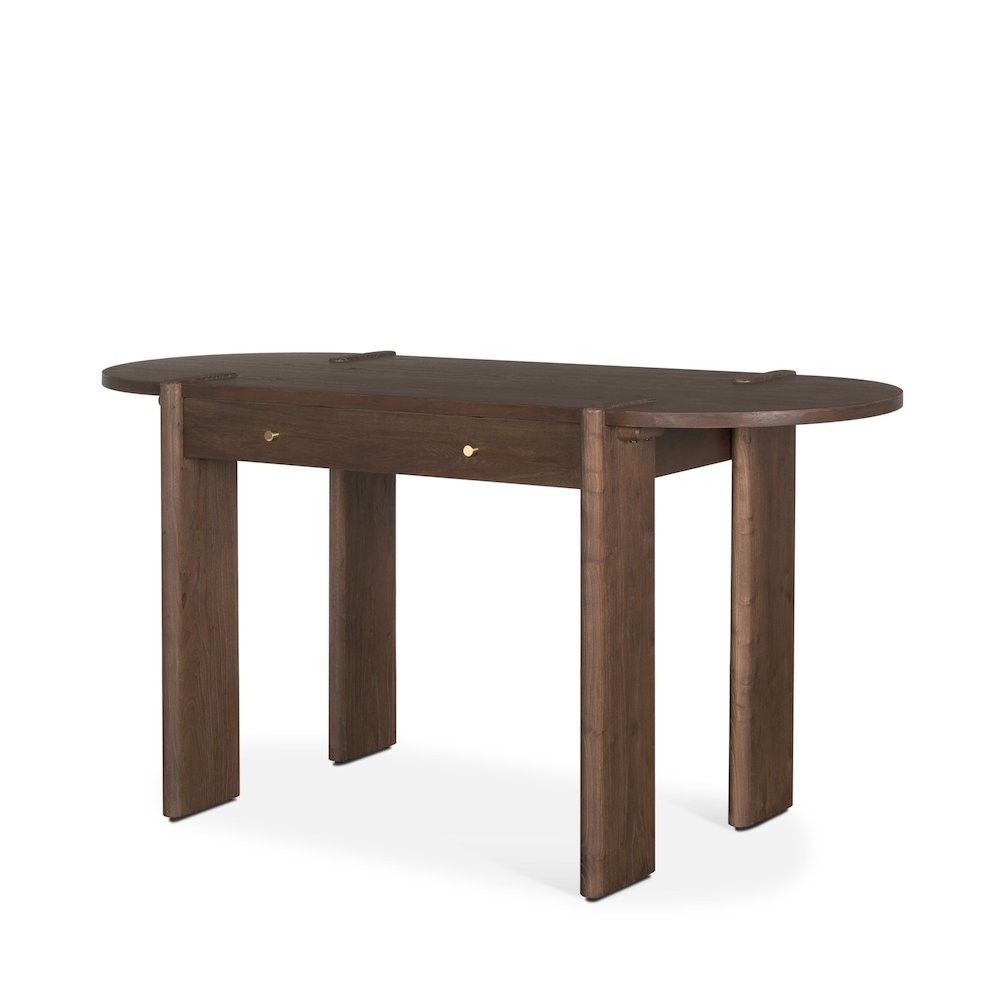 Sohan Dark Brown Elm Wood Oblong Desk. Picture 1