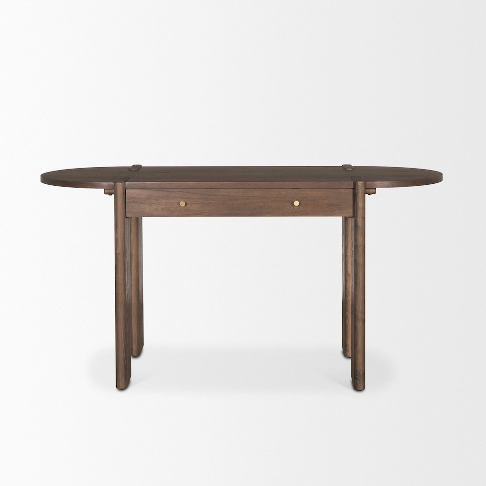 Sohan Dark Brown Elm Wood Oblong Desk. Picture 7