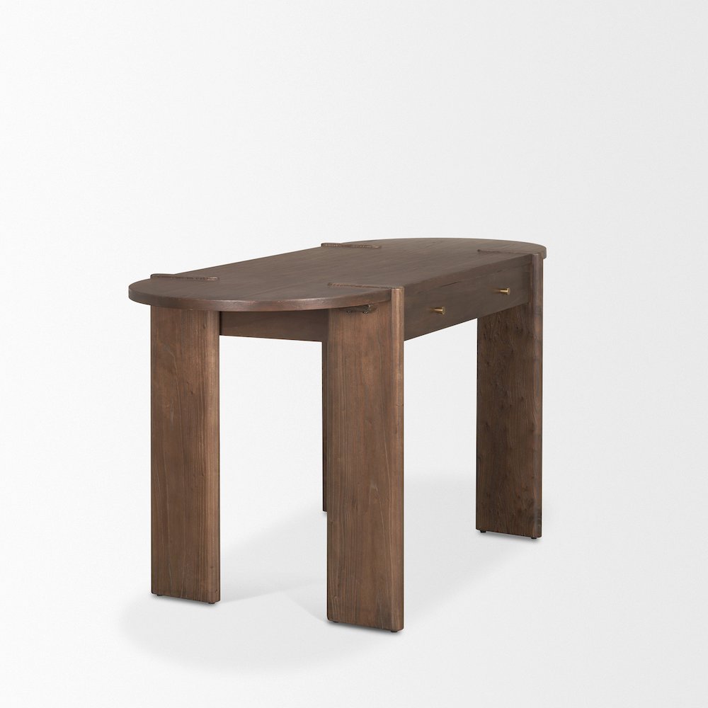 Sohan Dark Brown Elm Wood Oblong Desk. Picture 10