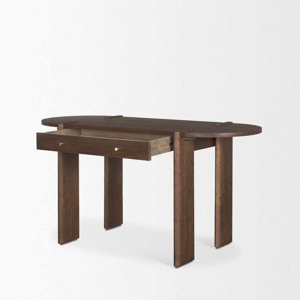 Sohan Dark Brown Elm Wood Oblong Desk. Picture 11
